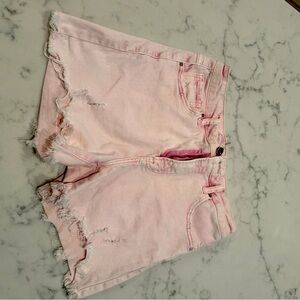 Risen Pink Denim Shorts